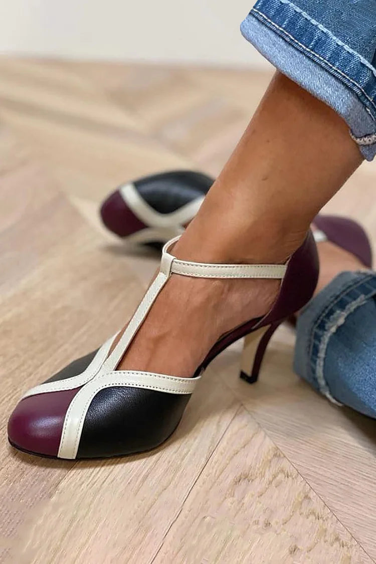 VALERIA | SZPILKI Z T-STRAP I WZOREM KOLOROWYM