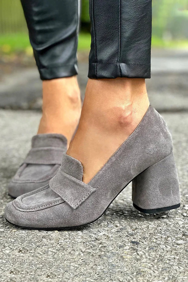 LIEVE | RETRO ZAMSZOWE LOAFERSY Z KWADRATOWYMI PALCAMI I GRUBYMI OBCASAMI