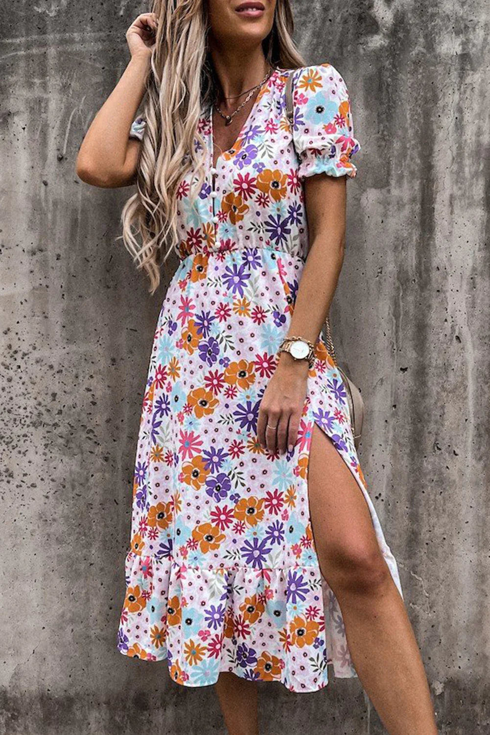 Sukienka maxi Rosea Floral z dekoltem w serek