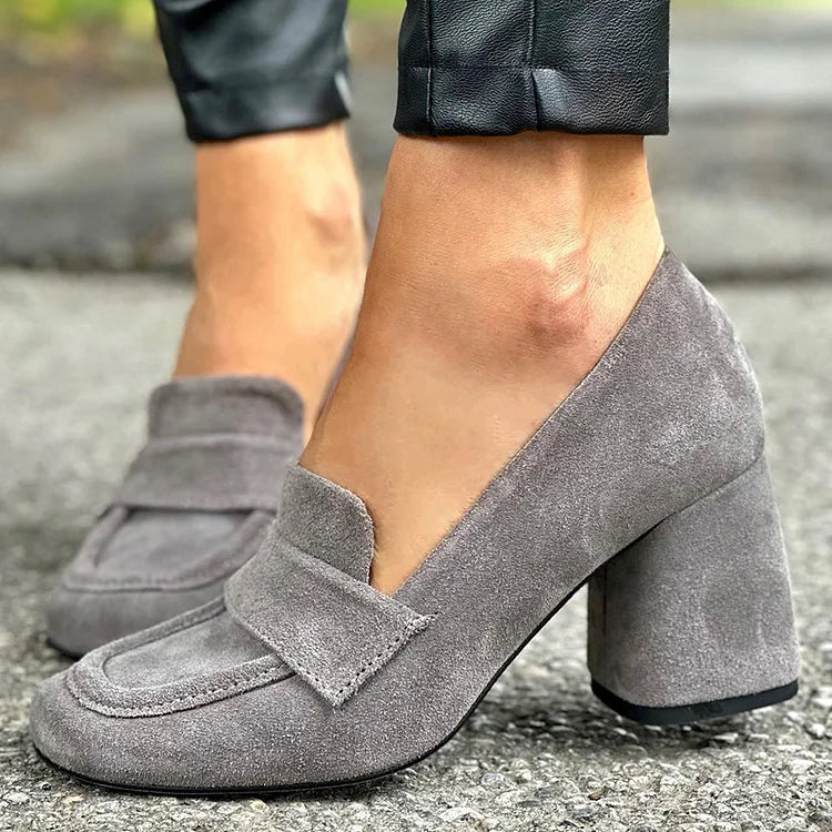 LIEVE | RETRO ZAMSZOWE LOAFERSY Z KWADRATOWYMI PALCAMI I GRUBYMI OBCASAMI