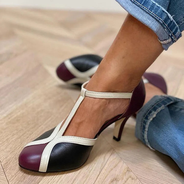 VALERIA | SZPILKI Z T-STRAP I WZOREM KOLOROWYM