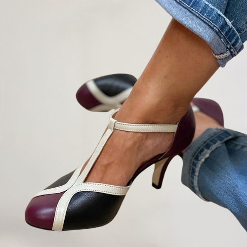 VALERIA | SZPILKI Z T-STRAP I WZOREM KOLOROWYM