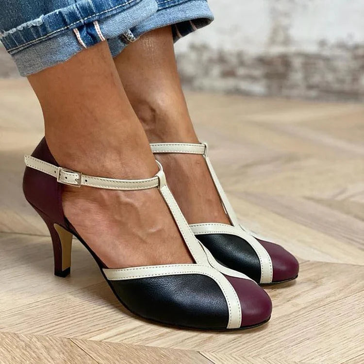 VALERIA | SZPILKI Z T-STRAP I WZOREM KOLOROWYM