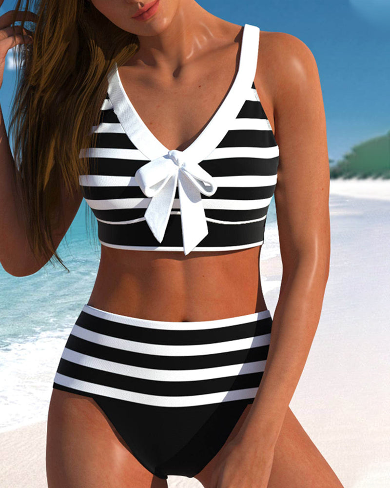 Roksana - Pasiaste bikini z wysokim stanem