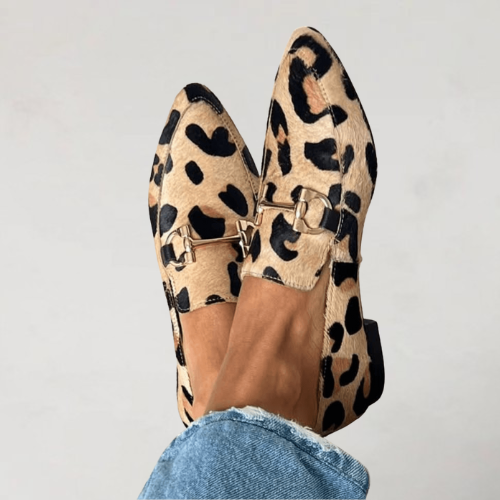 KARIN | STYLOWE SPICZASTE LOAFERS Z WZOREM