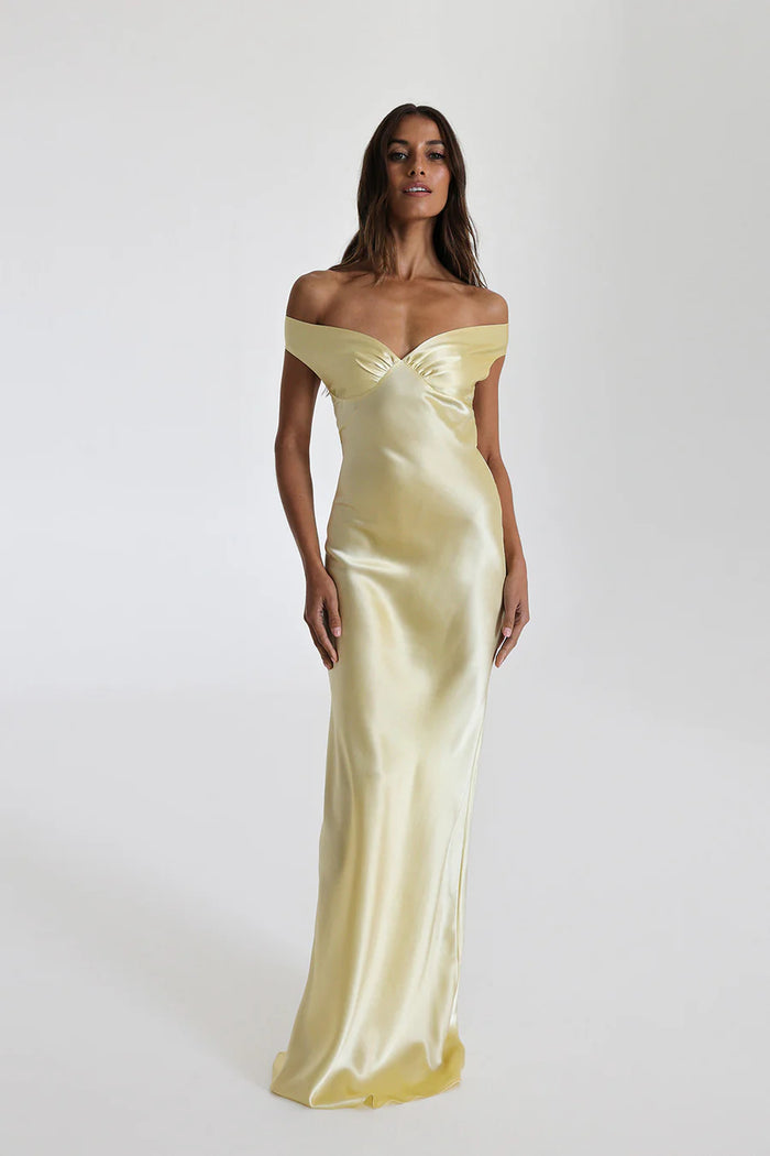 Sukienka Maxi Seraphina Off Shoulder z Satyny