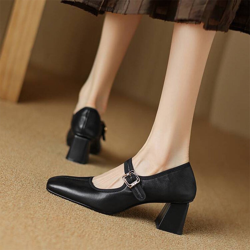 Desna - Nowoczesne buty na grubym obcasie w stylu francuskim
