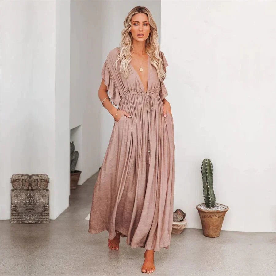 Anne™ - Maxi Taupe Ibiza Sukienka