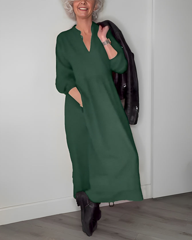 Alena | Elegancka maxi sukienka z dekoltem w kształcie V