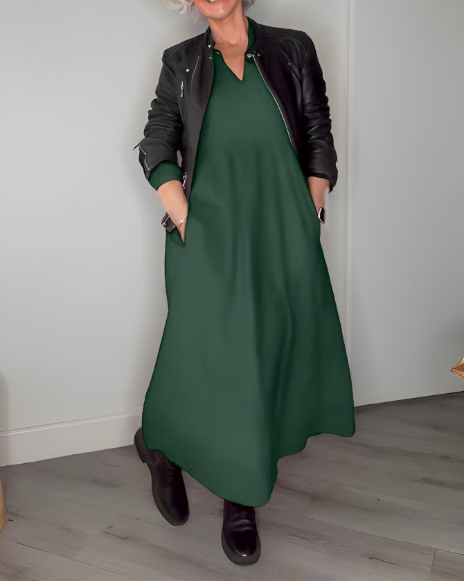 Alena | Elegancka maxi sukienka z dekoltem w kształcie V
