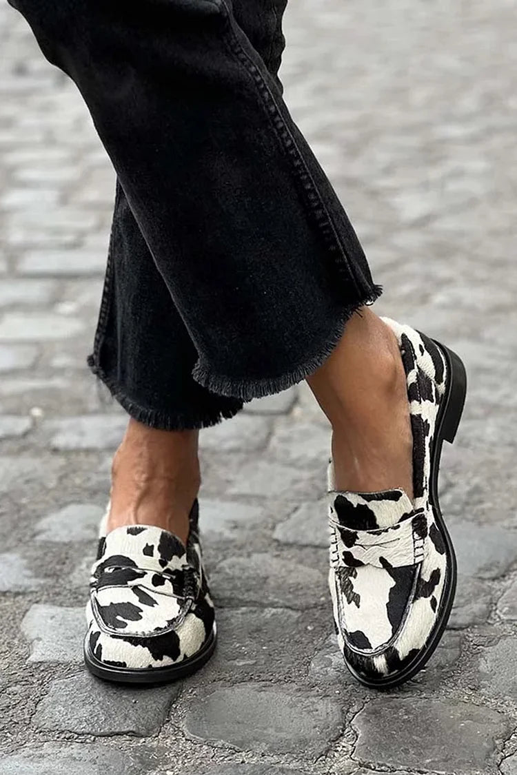 VEERLE | LOAFERS Z WZOREM PATCHWORK Z OKRĄGŁYM NOSKIEM
