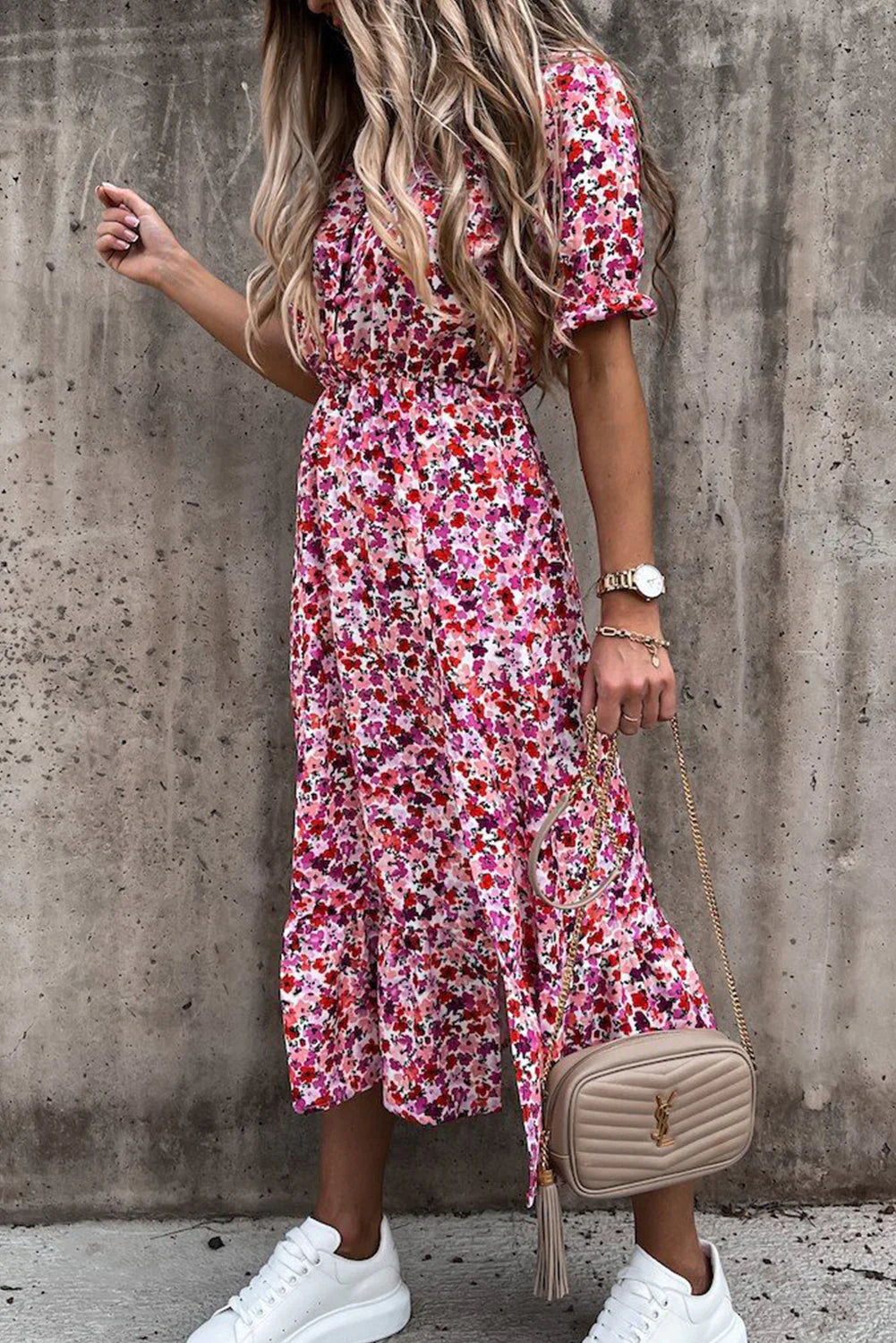 Sukienka maxi Rosea Floral z dekoltem w serek
