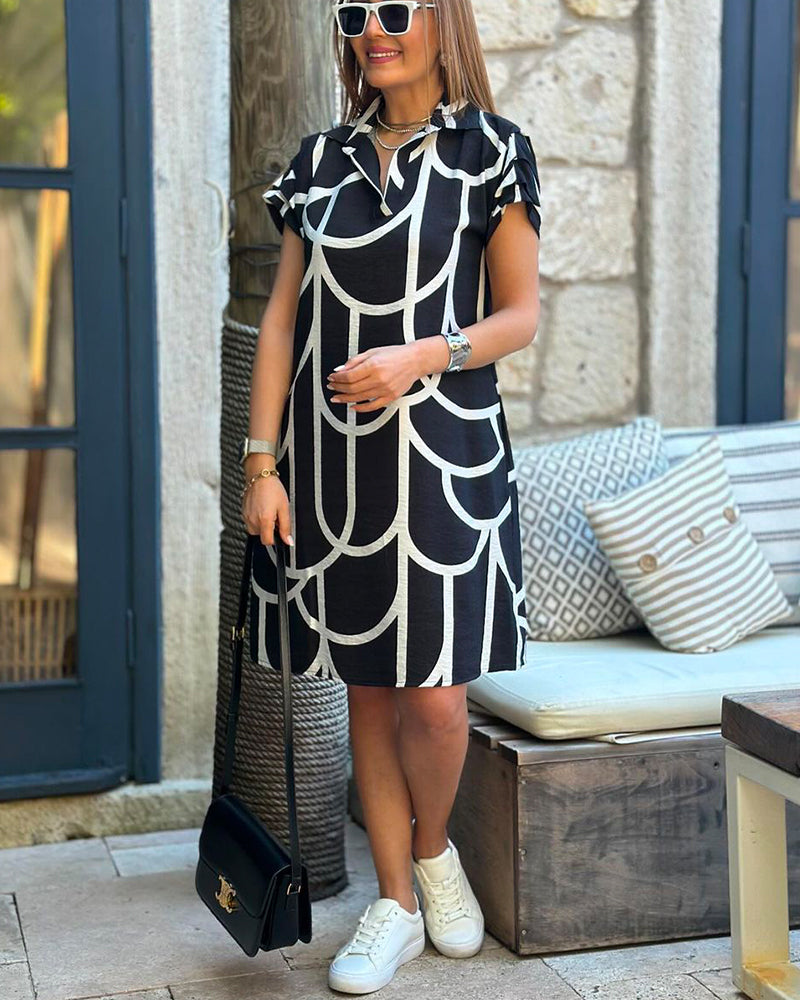 Kamila | Elegancka midi sukienka z krótkim rękawem