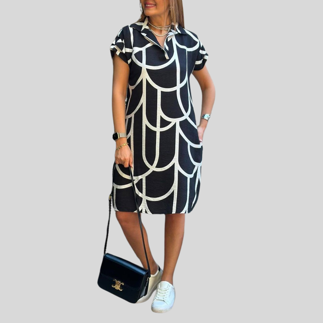 Kamila | Elegancka midi sukienka z krótkim rękawem