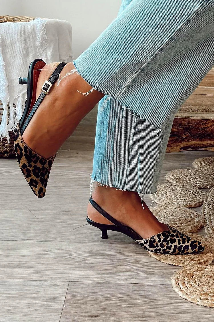 LOUISE | KOTY KAKI Z KOTURNAMI Z WĄSKIM NOSKIEM I WZOREM LEOPARDA