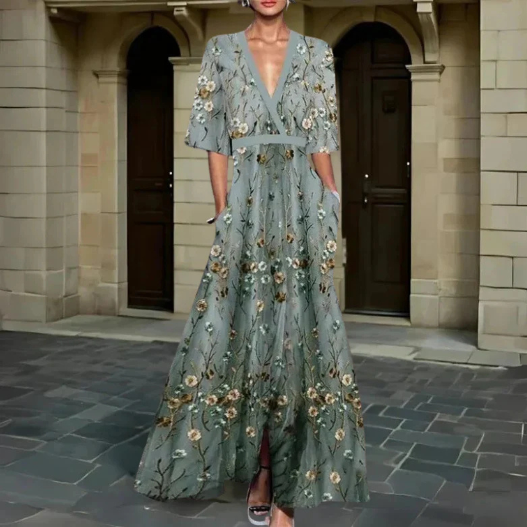 Camilla™ | Elegancka długa sukienka w kwiaty