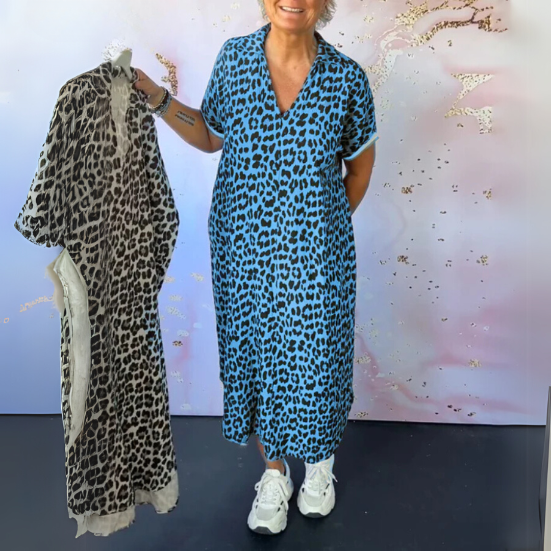 Natalie | Stylowa midi sukienka w panterkę