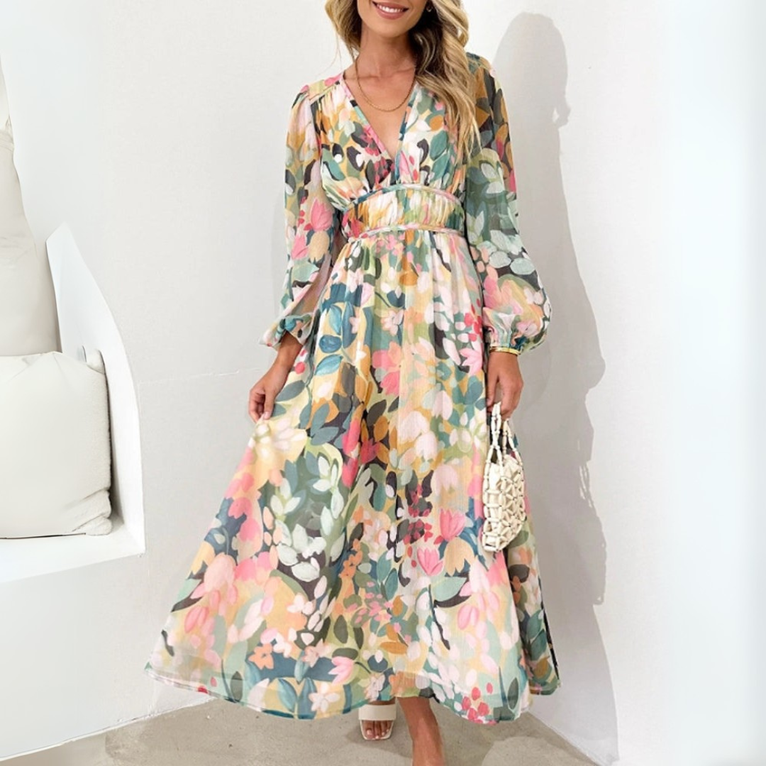 Ariel | Eleganckie kwieciste midi sukienki