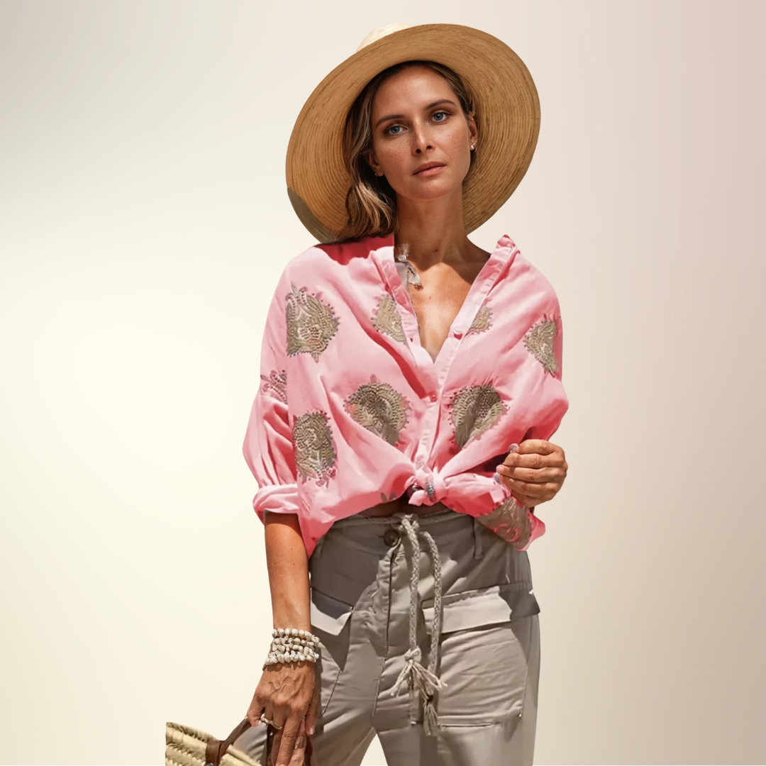 Gábina | Elegancka bawełniana bluzka z kołnierzykiem
