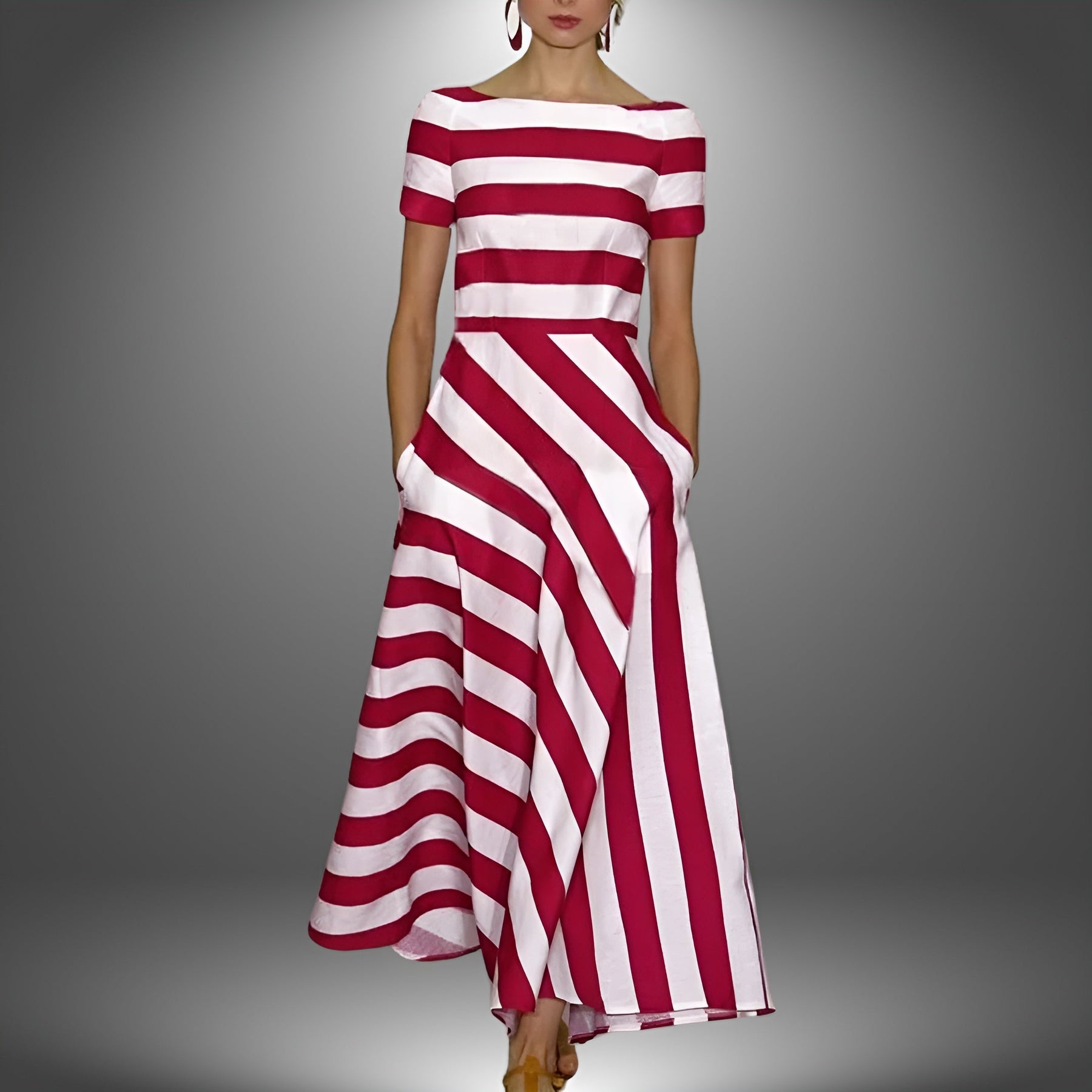 Kiona - Elegancka Sukienka Maxi w Paski