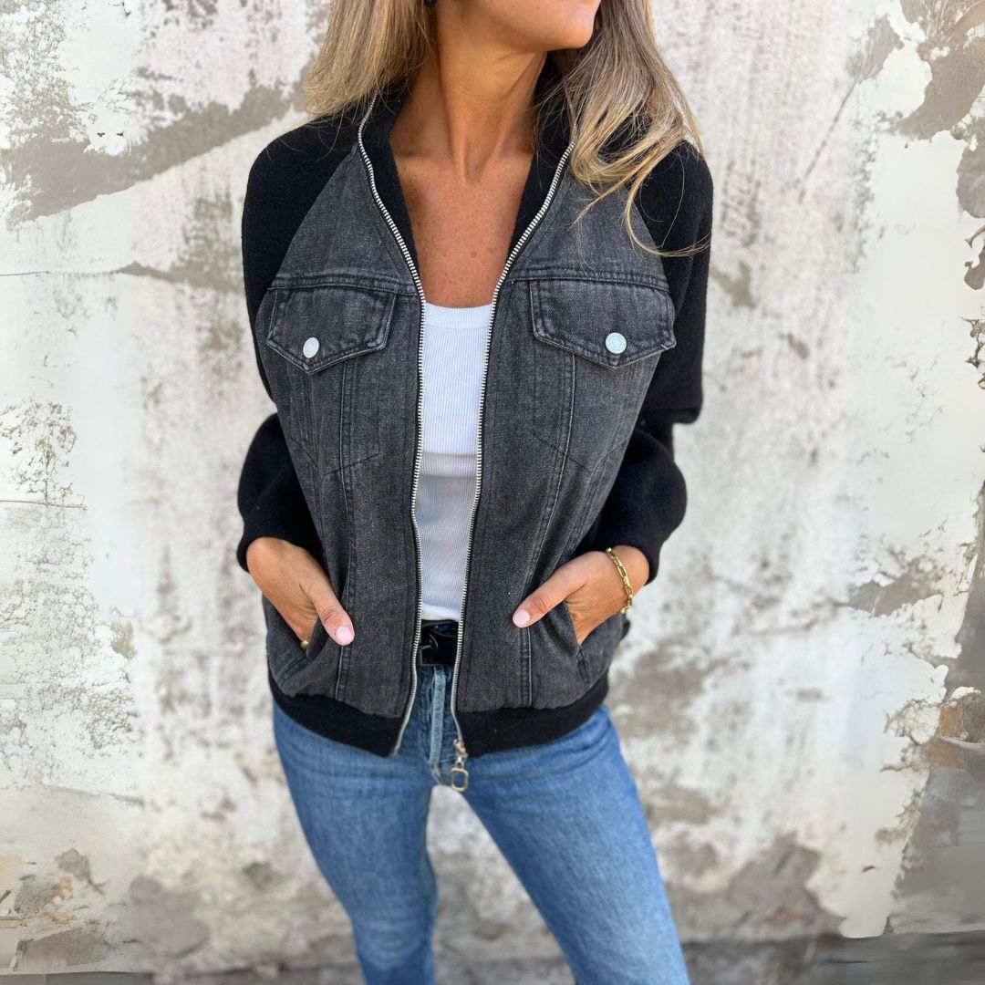 Evie | Casualowa kurtka z jeansowymi detalami