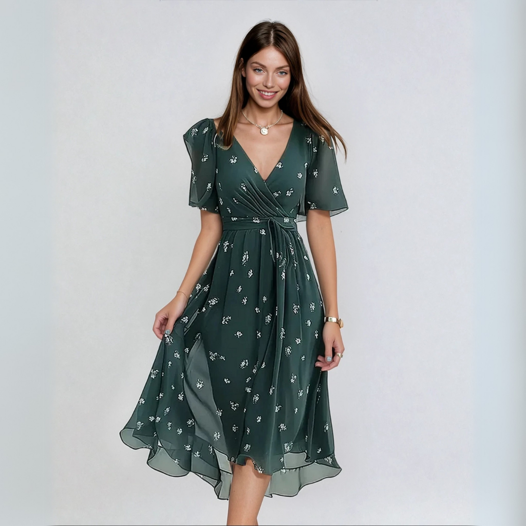 Lina™ | Elegancka Sukienka z Krótkim Rękawem