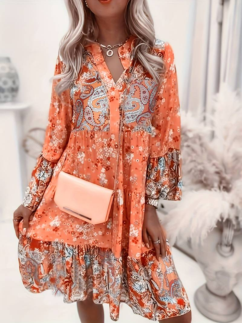 Gabriella | Stylowa sukienka boho z kwiatowym nadrukiem