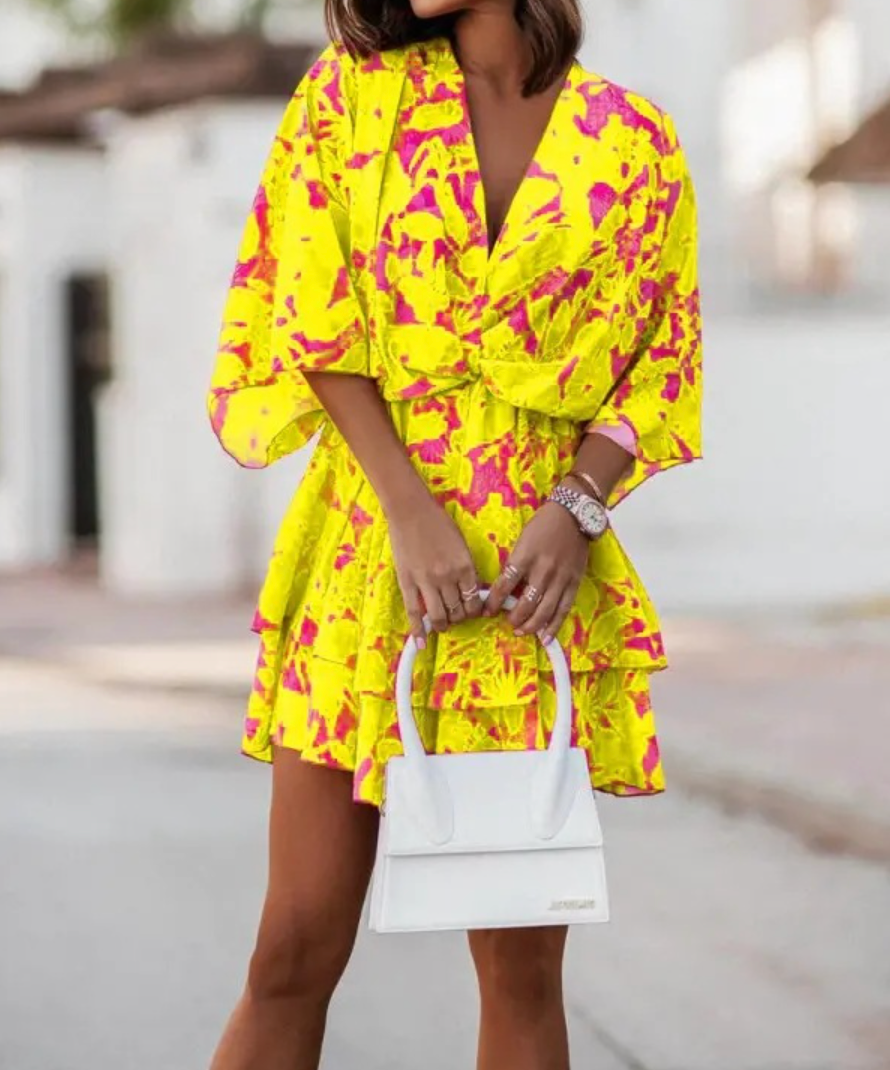 Valeria | Boho sukienka mini w kwiaty