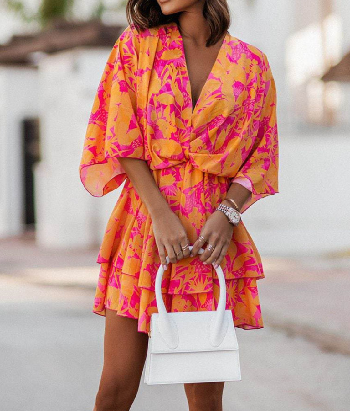 Valeria | Boho sukienka mini w kwiaty