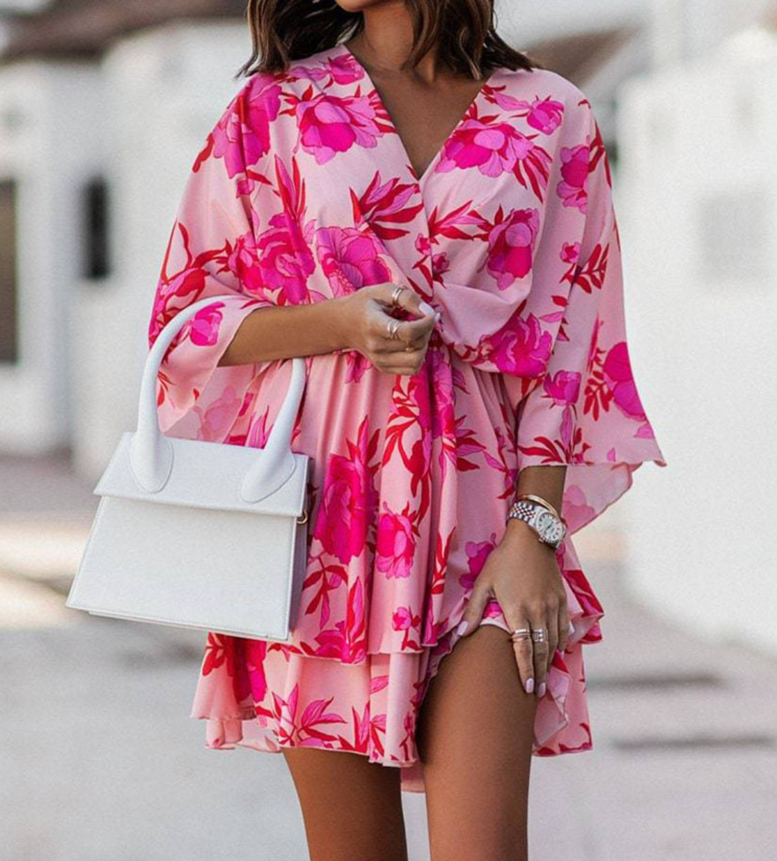 Valeria | Boho sukienka mini w kwiaty