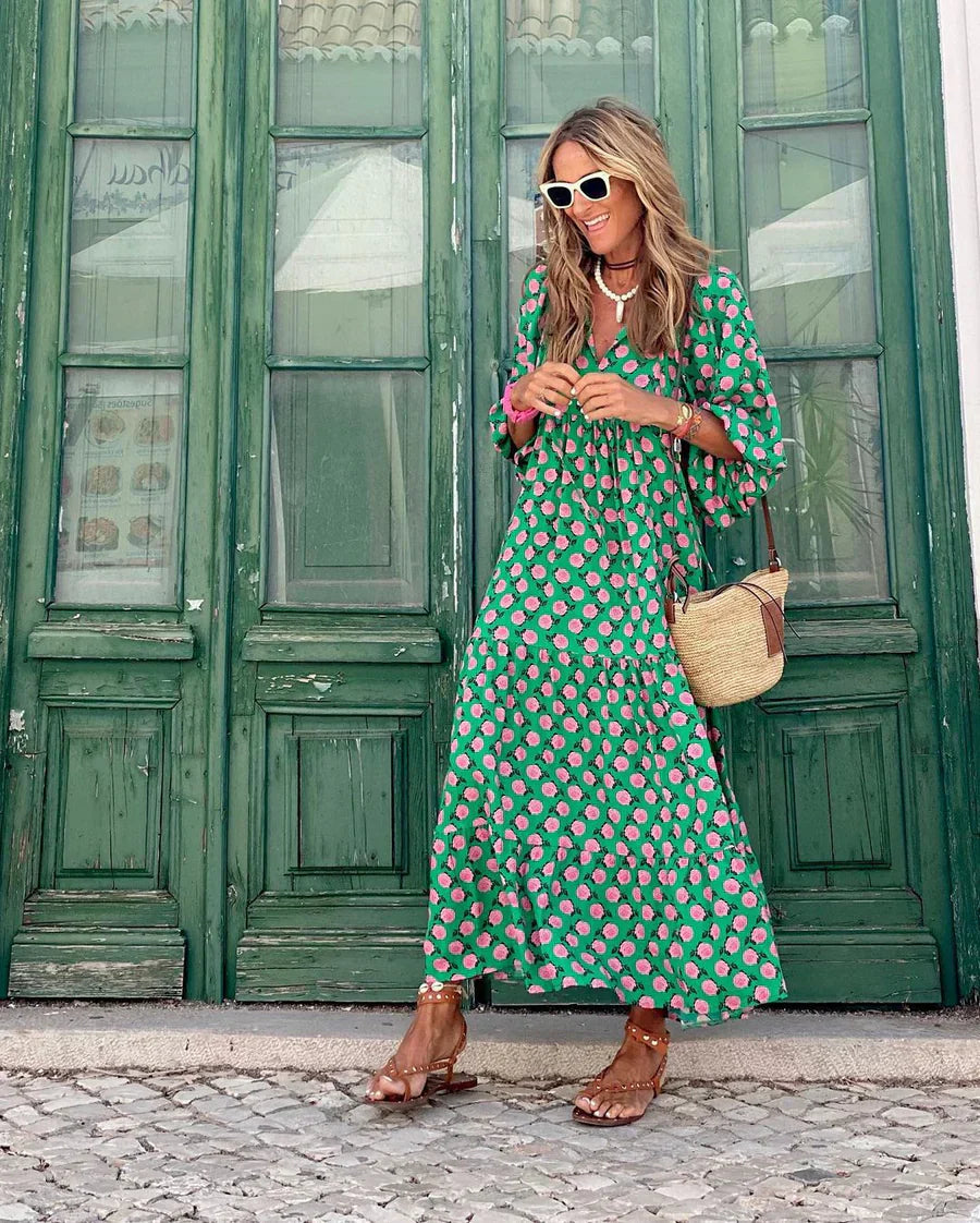 Elin | Boho Bawełniana Sukienka Maxi