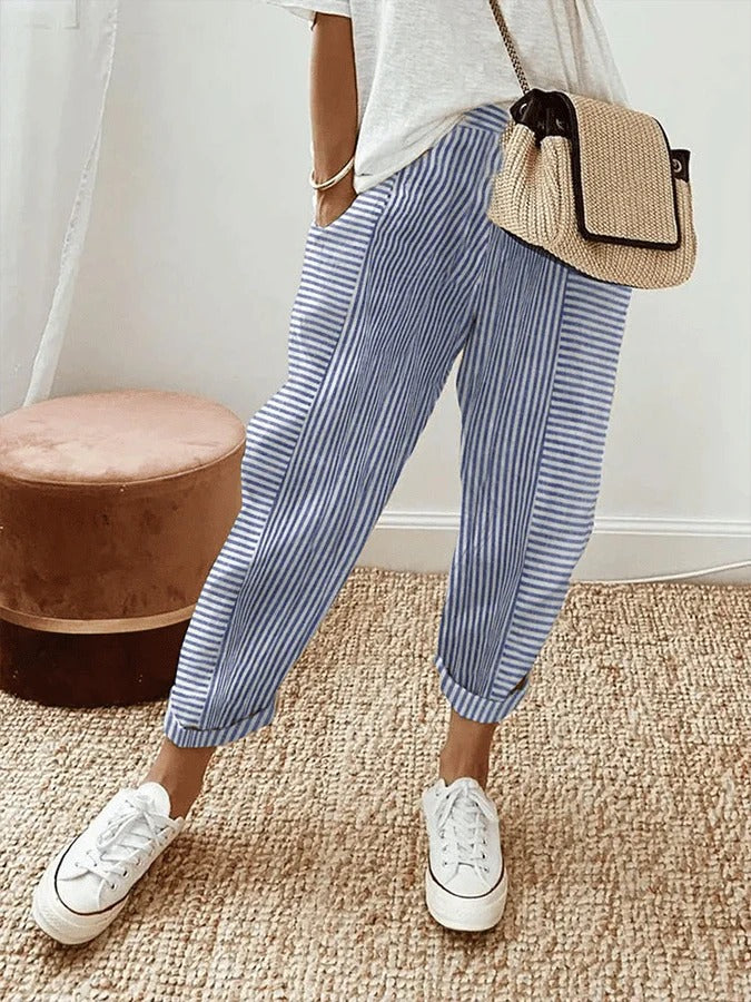 KRISTIN | WYGODNE PANTALONY W PASKI W STYLU RETRO