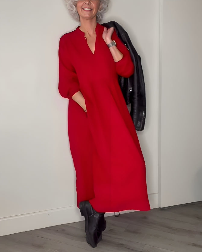 Alena | Elegancka maxi sukienka z dekoltem w kształcie V