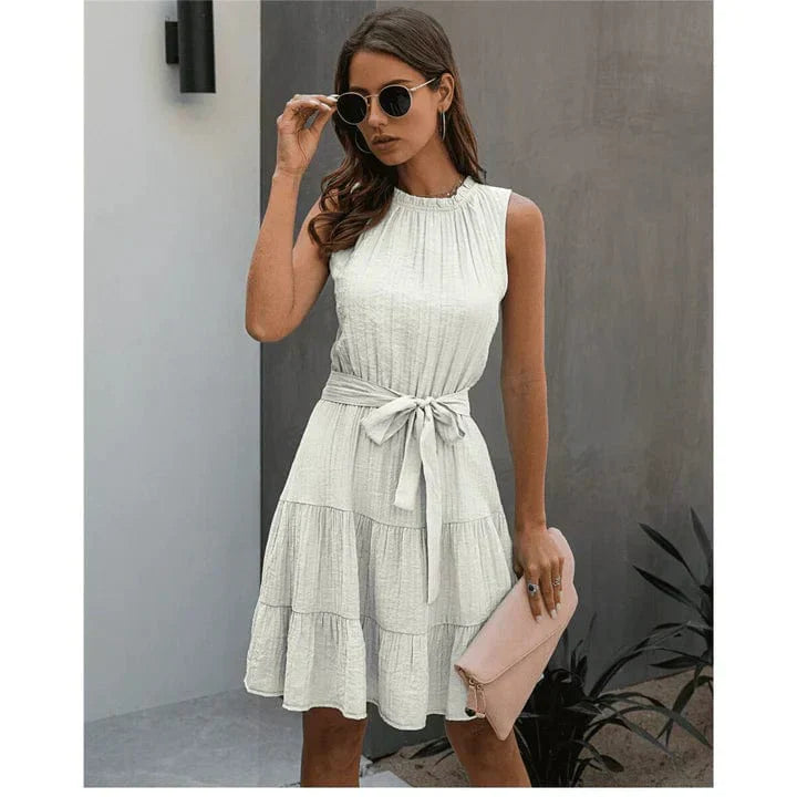 Jill™ - Elegancka Krótka Sukienka Ibiza Biała