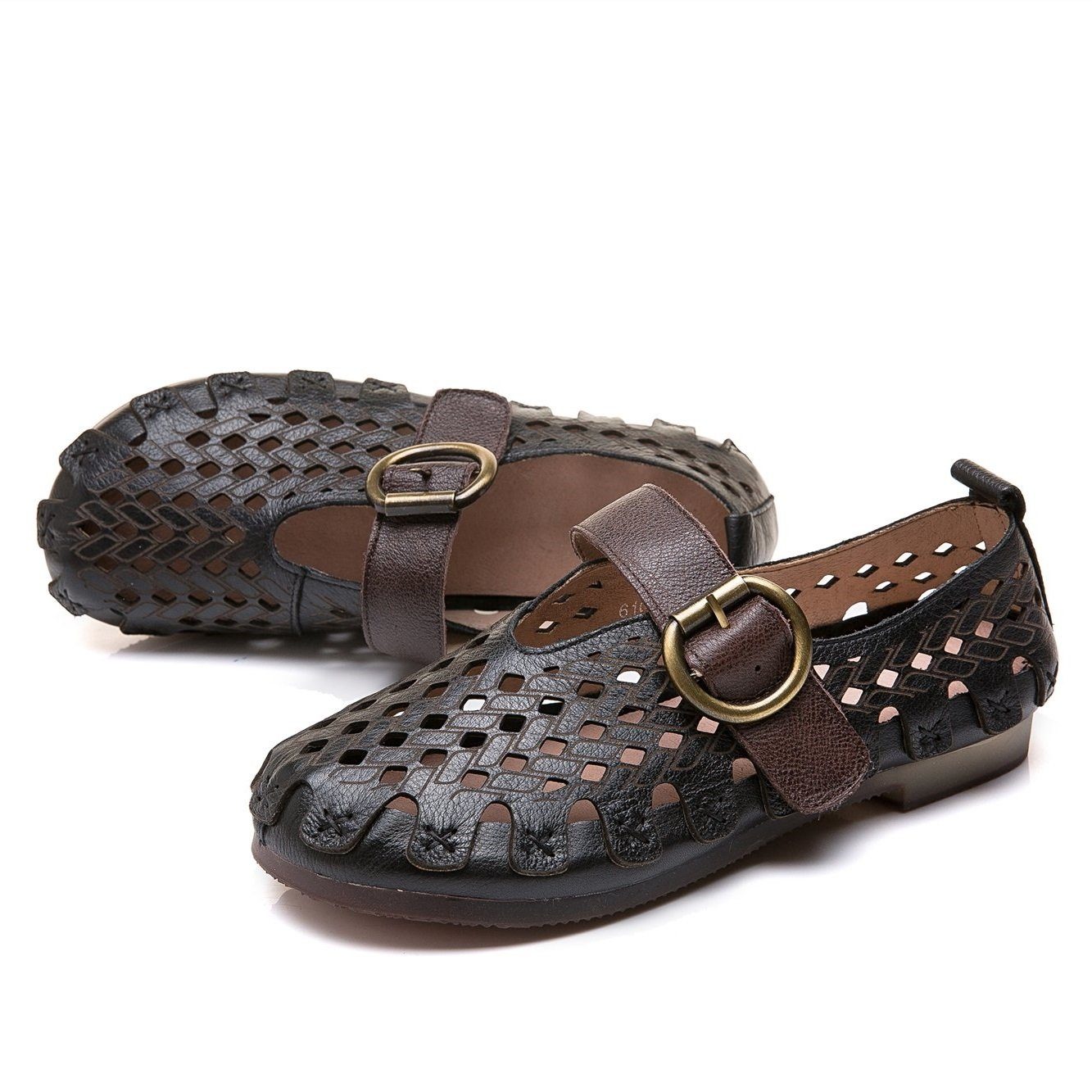 Lunaria - Wygodne płaskie buty ze skóry bydlęcej dla kobiet