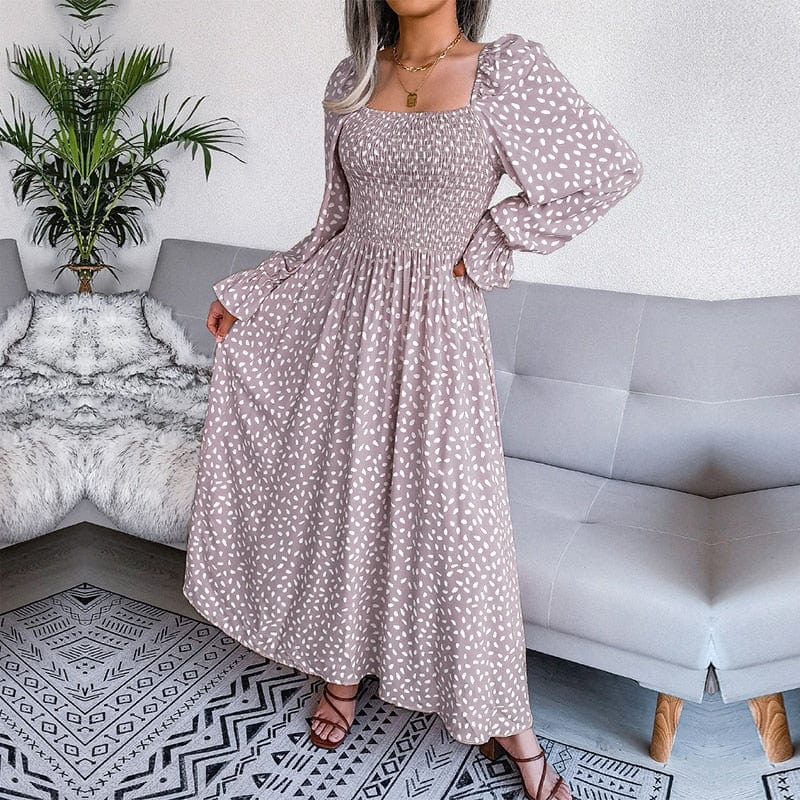 Lotte™ Elegante Beżowa Długa Sukienka Maxi
