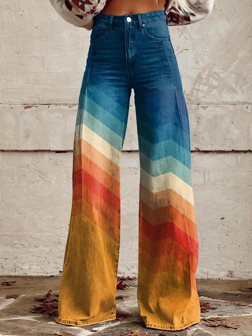 LÉA | Eleganckie Nowoczesne Retro Spodnie w Zygzak