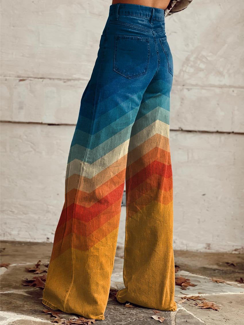 LÉA | Eleganckie Nowoczesne Retro Spodnie w Zygzak