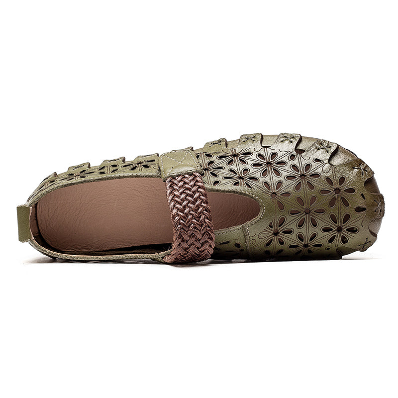 Lunaria - Wygodne płaskie buty ze skóry bydlęcej dla kobiet