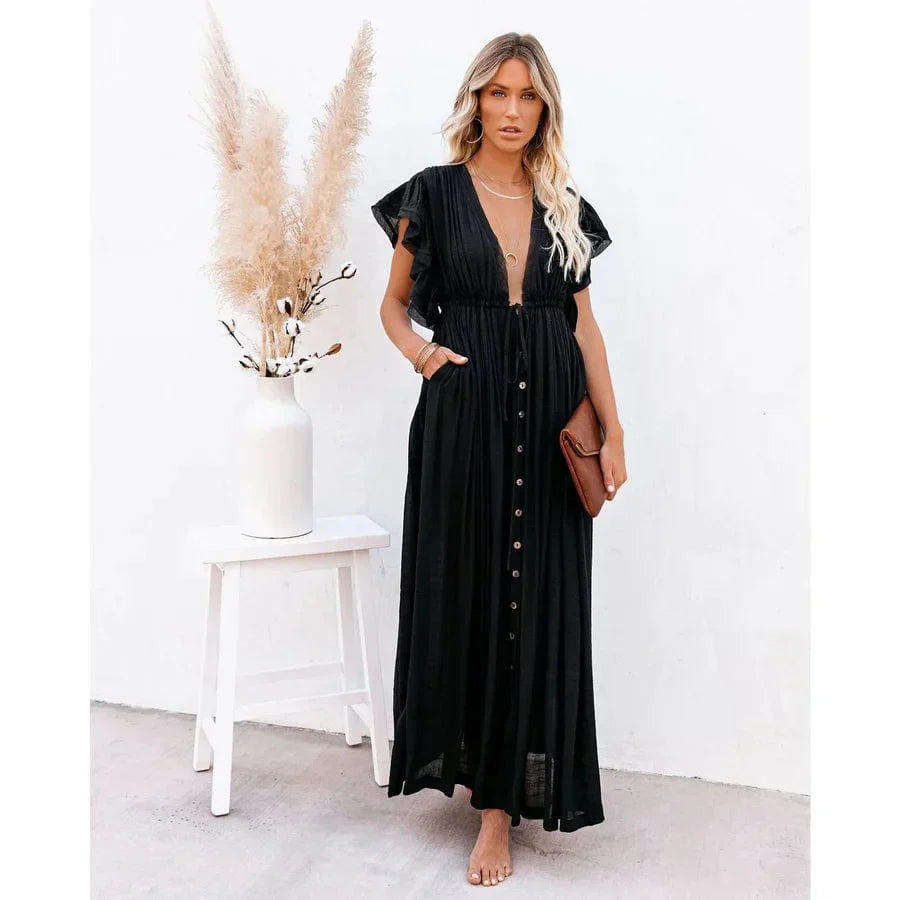 Feline™ Maxi Czarna Ibiza Sukienka