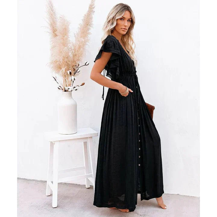 Feline™ Maxi Czarna Ibiza Sukienka